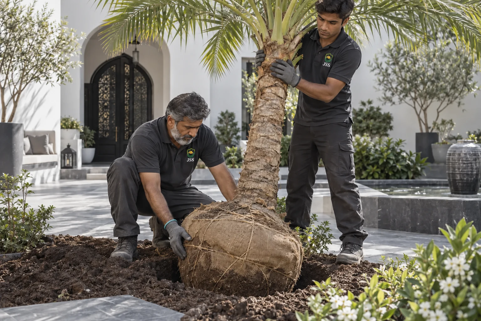 AI-generated JSS worker illustrating Plant Delivery & Transplantation